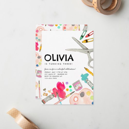 Budget Kunst Kunstenaar Verf Feest Schilderij Verj Notitiekaartje (Voorkant / Achterkant in situ)