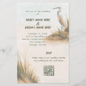 Budget Kustbruiloft Egrets in Duinen Uitnodiging Flyer (Voorkant)