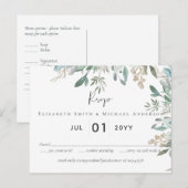 Budget laat Greenery Wedding RSVP Briefkaart (Voorkant / Achterkant)