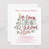 Budget Laat ons hem aanbidden Kerstfeest Uitnodige (Voorkant / Achterkant)