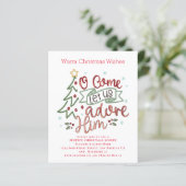 Budget Laat ons hem aanbidden Kerstfeest Uitnodige (Staand voorkant)