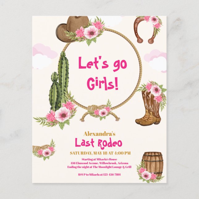 Budget Laatste Rodeo Cowgirl Vrijgezellenfeest (Voorkant)