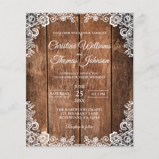 Budget land bruiloft uitnodiging (Voorkant)