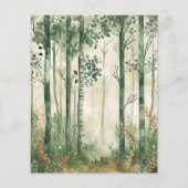 Budget Landelijke Aquarel Bos Bruiloftsmenu (Achterkant)