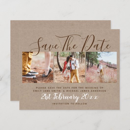 Budget Landelijke Foto Collage Save The Dates (Voorkant / Achterkant)