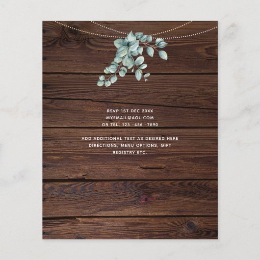 Budget Landelijke Foto EUCALYPTUS Trouwkaarten (Achterkant)