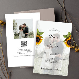 Budget landelijke foto QR RSVP trouwuitnodiging