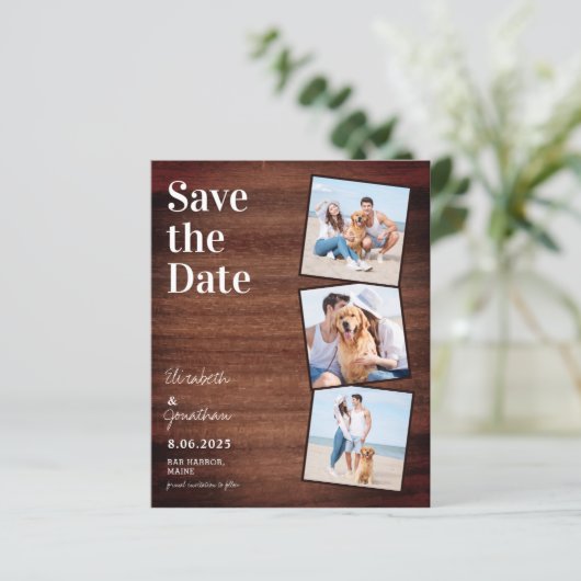 Budget Landelijke Fotocollage Huwelijksaankondigin (Staand voorkant)