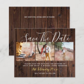 Budget Landelijke Fotocollage Save The Dates Hout (Voorkant / Achterkant)