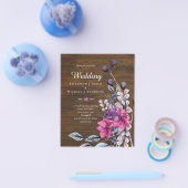 BUDGET Landelijke Fuchsia Bloemige Bosbruiloft Flyer (Enkel)