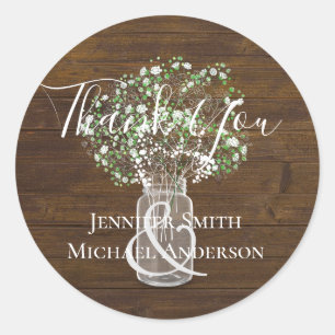 Budget Landelijke Gipsyflower Steenhouwen Trouwjur Ronde Sticker