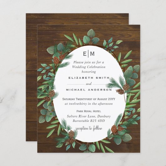 Budget Landelijke Groene Bos Huwelijksuitnodiginge (Voorkant / Achterkant)