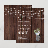 Budget Landelijke Houten Blauwe Gele Trouw Uitnodi (Voorkant / Achterkant)