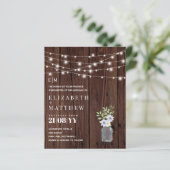 Budget Landelijke Houten Blauwe Gele Trouw Uitnodi (Staand voorkant)