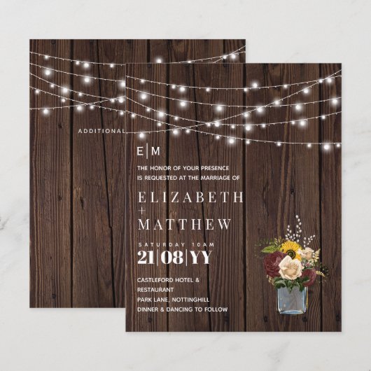 Budget Landelijke Houten Burgundy Gele Trouw Uitno (Voorkant / Achterkant)