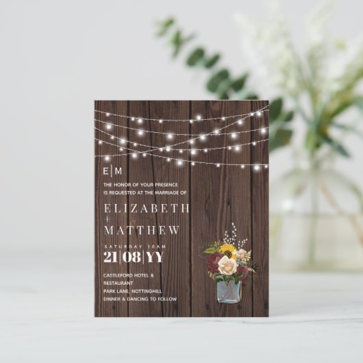 Budget Landelijke Houten Burgundy Gele Trouw Uitno (Staand voorkant)