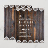 BUDGET Landelijke Houten Kanten Trouw Uitnodiging (Voorkant / Achterkant)