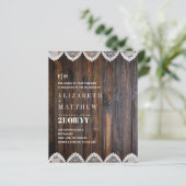 BUDGET Landelijke Houten Kanten Trouw Uitnodiging (Staand voorkant)
