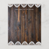 BUDGET Landelijke Houten Kanten Trouw Uitnodiging (Achterkant)
