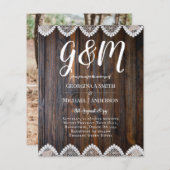 BUDGET Landelijke Houten Kanten Trouw Uitnodiging (Voorkant / Achterkant)