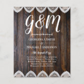 BUDGET Landelijke Houten Kanten Trouw Uitnodiging (Voorkant)