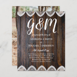 BUDGET Landelijke Houten Kanten Trouw Uitnodiging