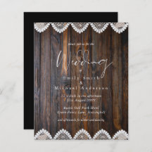 Budget Landelijke Houten Kanten Trouw Uitnodiginge