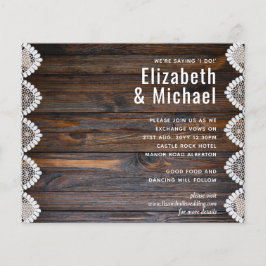 BUDGET Landelijke Houten Kanten Trouwuitnodiging