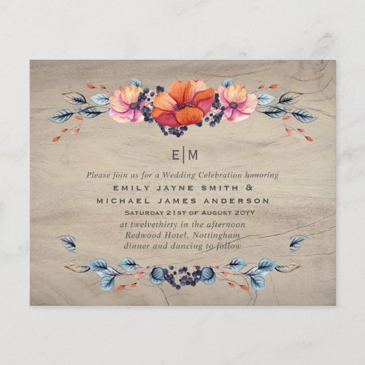 Budget Landelijke Houten Sinaasappel Huwelijksuitn (Voorkant)