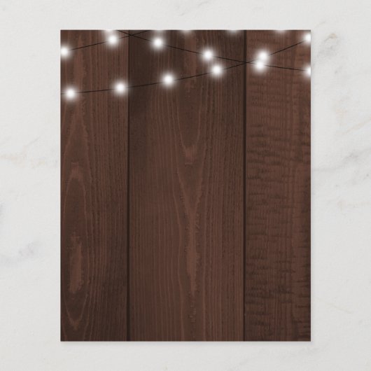 Budget landelijke lichten houten trouw uitnodiging flyer (Achterkant)