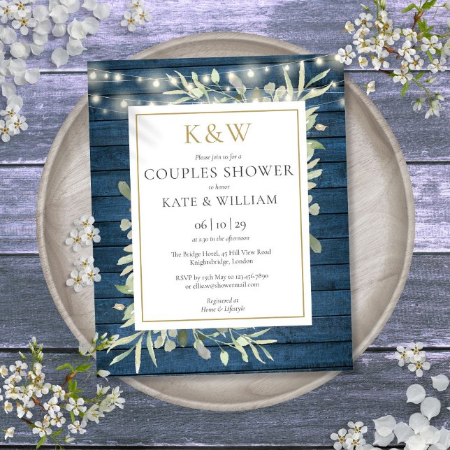 Budget Landelijke Monogram Koppels Bruiloftsinvita (Budget Rustic Monogram Couples Shower Invite)