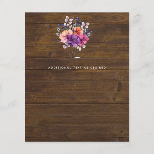 BUDGET Landelijke paarse koraalperzik trouwuitnodi (Achterkant)