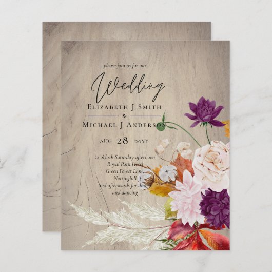 BUDGET Landelijke Pruim Gember Vijgen Trouw Uitnod (Voorkant / Achterkant)