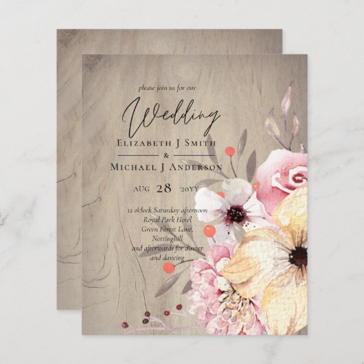 BUDGET Landelijke pruim gember vijgen trouw uitnod (Voorkant / Achterkant)