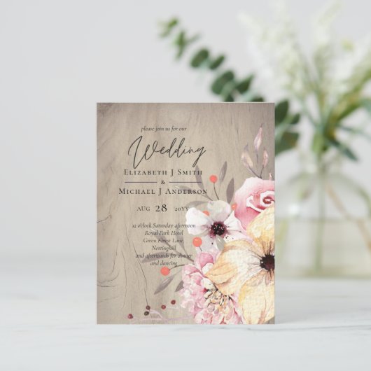 BUDGET Landelijke pruim gember vijgen trouw uitnod (Staand voorkant)