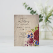 BUDGET Landelijke roodwijn blauwe bloemige trouw u (Staand voorkant)