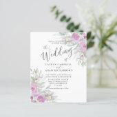 Budget Landelijke Roze Bloemen Bruiloftsinvatie (Staand voorkant)