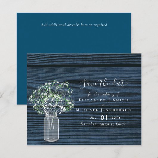 Budget Landelijke Save Date Kaarten met Babys Brea (Voorkant / Achterkant)