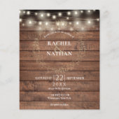 Budget Landelijke Slingerlampjes Huwelijksuitnodig (Voorkant)