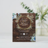 BUDGET Landelijke Stofblauwe Bloemen Bruiloftsinva (Staand voorkant)