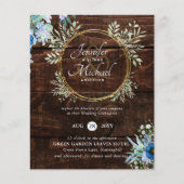 BUDGET Landelijke Stofblauwe Bloemen Bruiloftsinva (Voorkant)