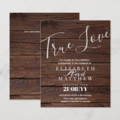 Budget Landelijke Typografie Houten Trouwuitnodigi (Voorkant / Achterkant)