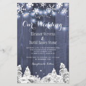 Budget landelijke winter sneeuwvlokken trouwuitnod flyer (Voorkant)