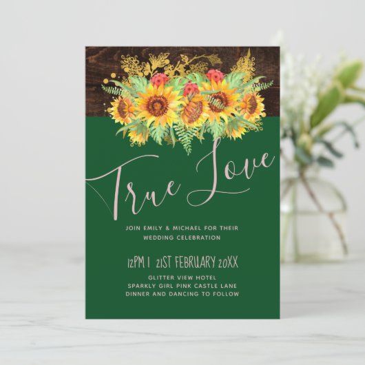 Budget Landelijke Zomer Zonnebloemen Bloem Bruilof (Staand voorkant)