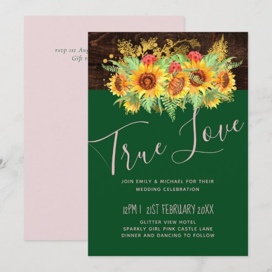 Budget Landelijke Zomer Zonnebloemen Bloem Bruilof (Voorkant / Achterkant)