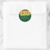 Budget Landelijke Zomer Zonnebloemen Bloem Bruilof Ronde Sticker (Tas)
