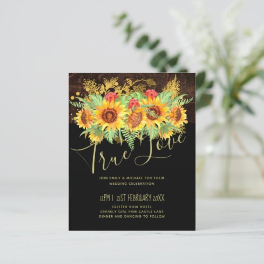 Budget Landelijke Zomer Zonnebloemen Bruiloft Bloe (Staand voorkant)