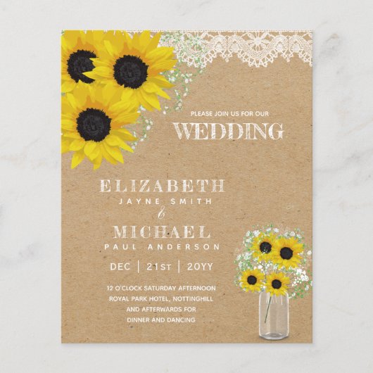 BUDGET Landelijke Zonnebloem Baby's Adem Trouw Uit (Voorkant)