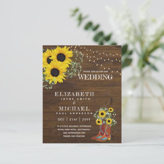 BUDGET Landelijke Zonnebloem Baby's Adem Trouw Uit (Staand voorkant)