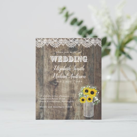 BUDGET Landelijke Zonnebloem Gypsophila Kanten Tro (Staand voorkant)